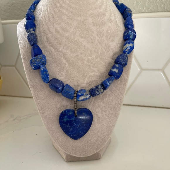 Jay King Lapis Heart Necklace with Silver setting - Picture 5 of 15